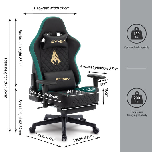 Chaise de jeu ergonomique en similicuir