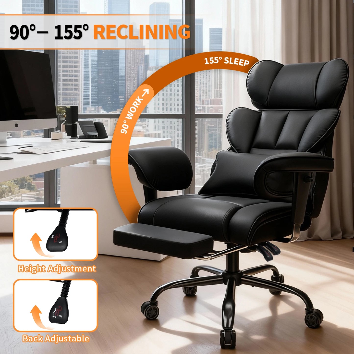 Chaise bureau massante et chauffante ergonomique